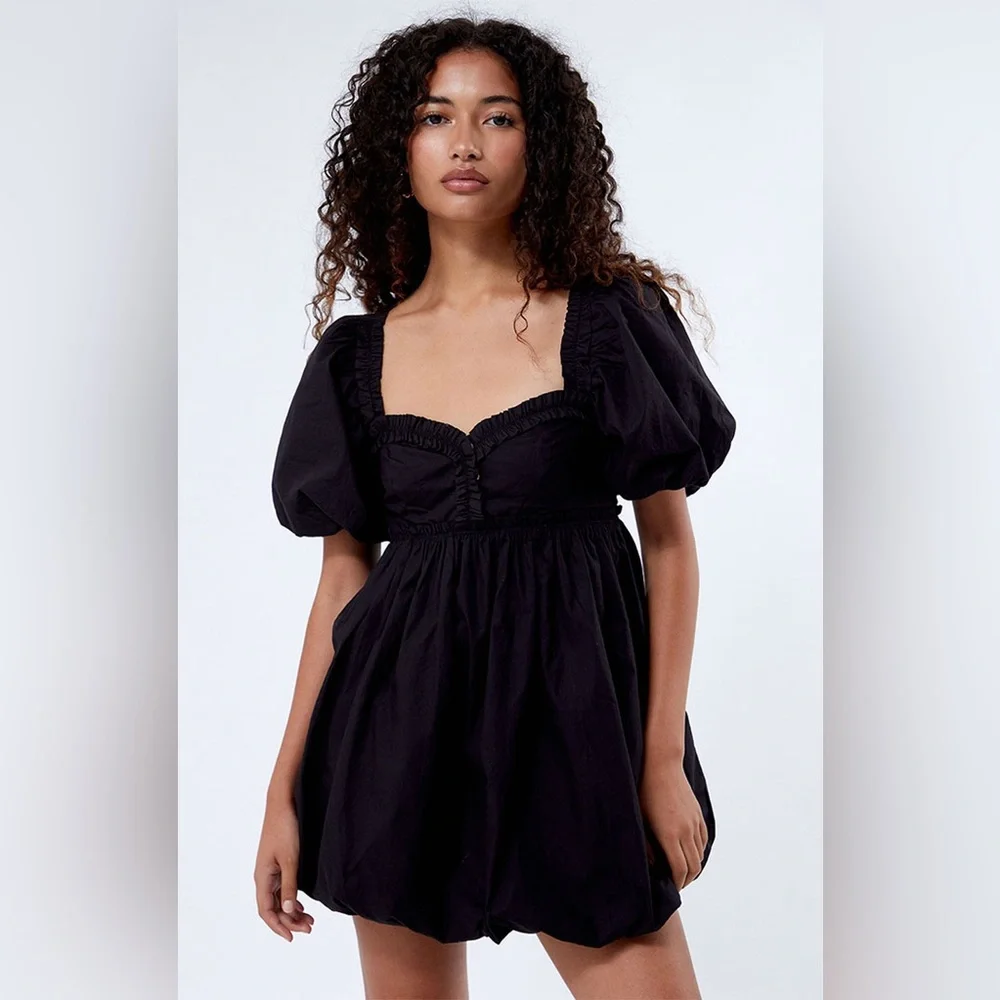 Free People Rendezvous Me Black Puff Sleeve Mini Dress - Picture 5 of 5